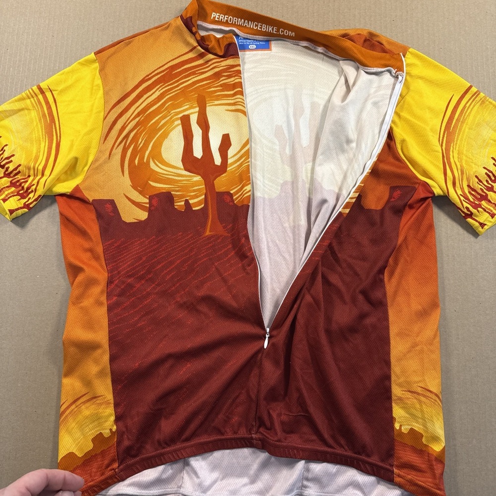 Vtg 90s Performance Cycling Jersey - XXL - Desert Graphic, Made in USA - Picture 4 of 8